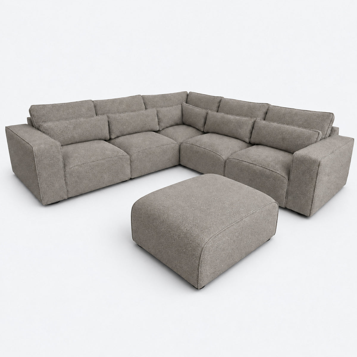 Maison 5 Piece Double Corner Sofa & Footstool Bundle - Latte