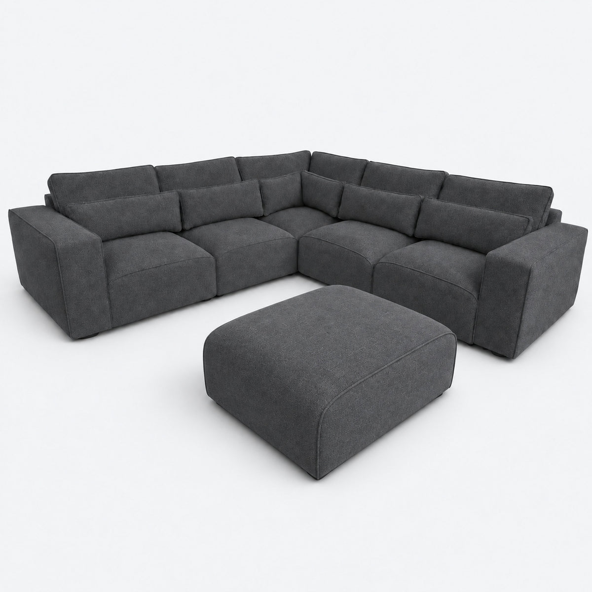 Maison 5 Piece Double Corner Sofa & Footstool Bundle - Luxe Steel