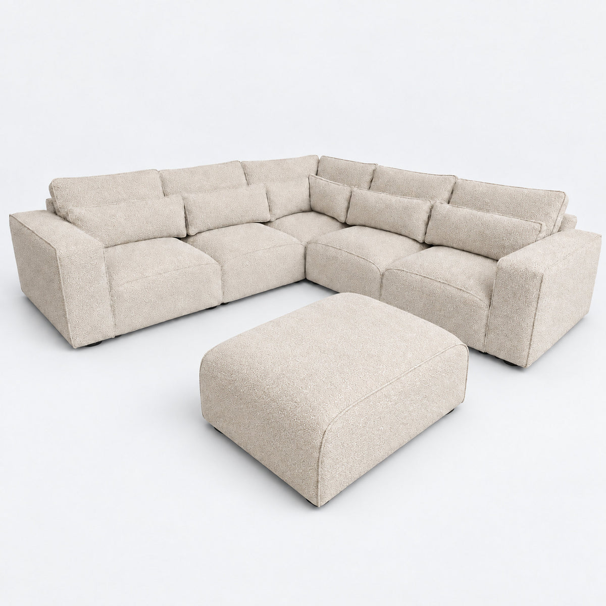 Maison 5 Piece Double Corner Sofa & Footstool Bundle - Meringue