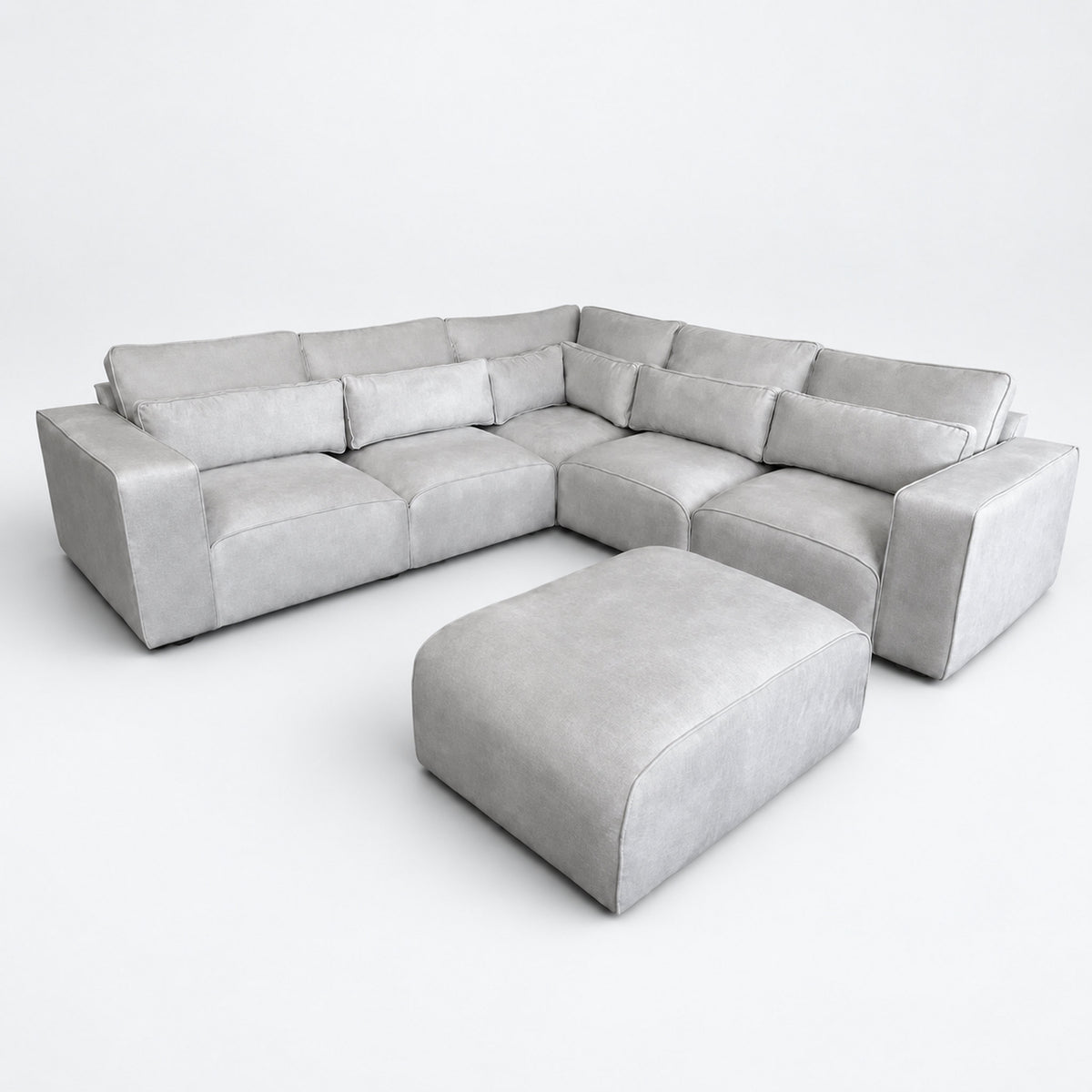 Maison 5 Piece Double Corner Sofa & Footstool Bundle - Silver