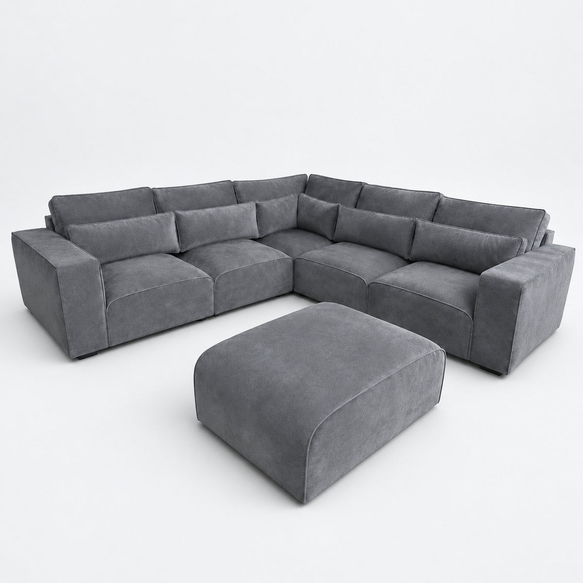 Maison 5 Piece Double Corner Sofa & Footstool Bundle - Smoked Steel
