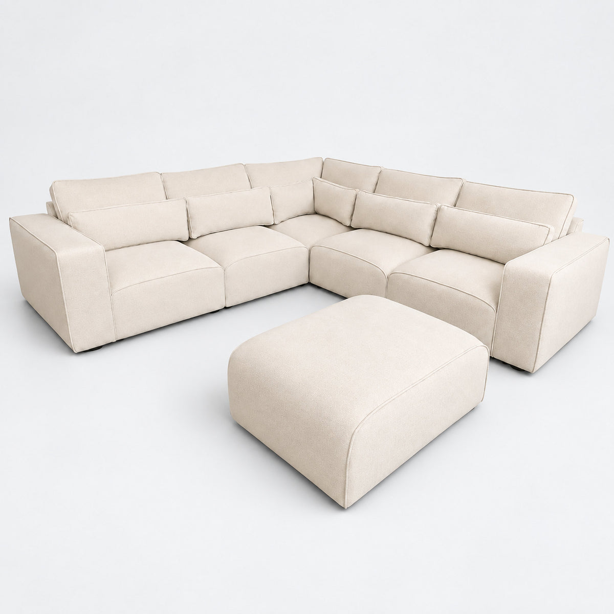 Maison 5 Piece Double Corner Sofa & Footstool Bundle - Vanilla Cream