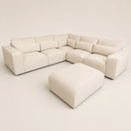 Maison 5 Piece Double Corner Sofa & Footstool Bundle - Vanilla Cream