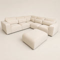 Luxury beige sectional sofa with matching ottoman, modern design for living room comfort