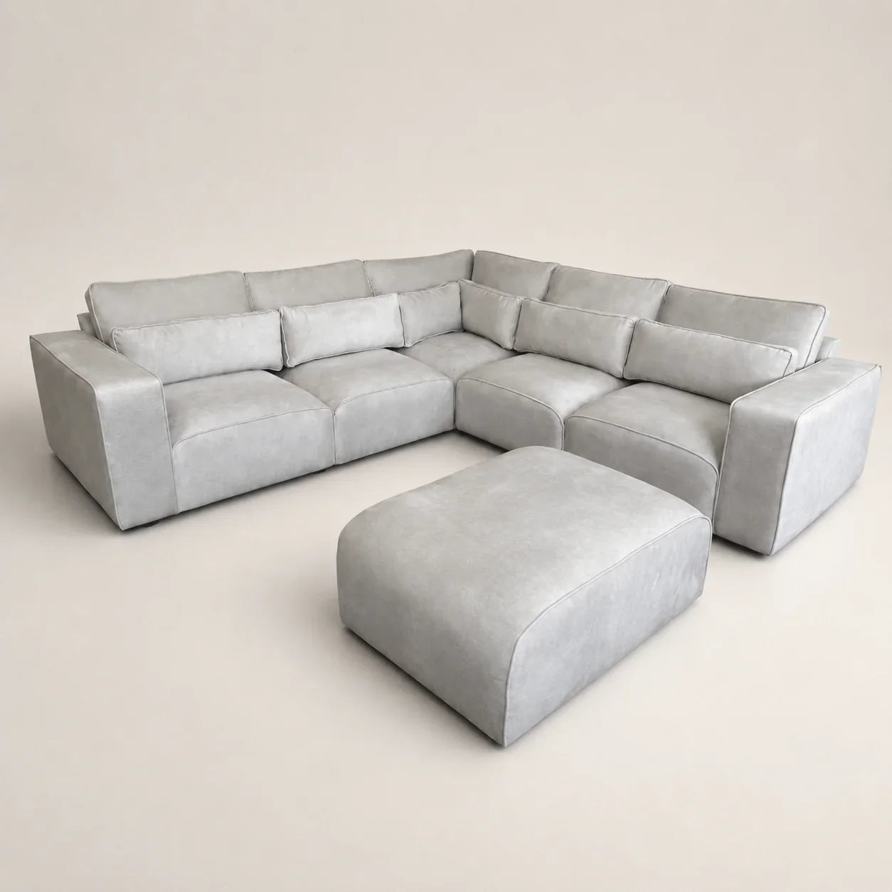 Maison 5 Piece Double Corner Sofa & Footstool Bundle - Silver