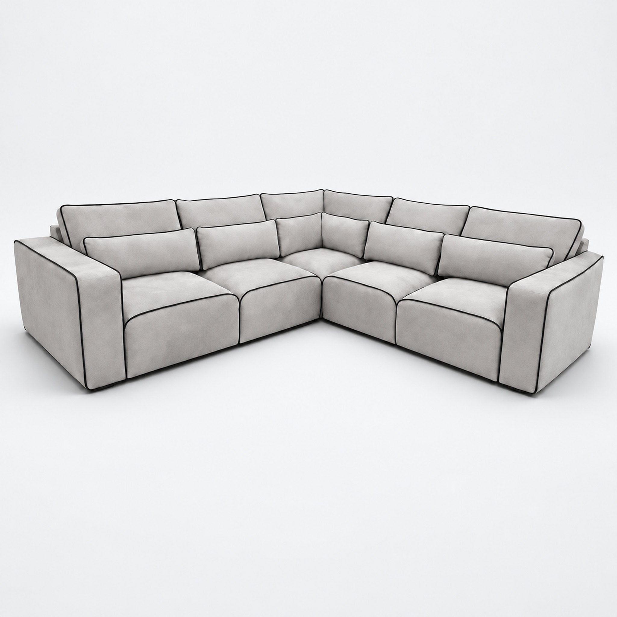 Maison 5 Piece Double Corner Sofa - Silver Black