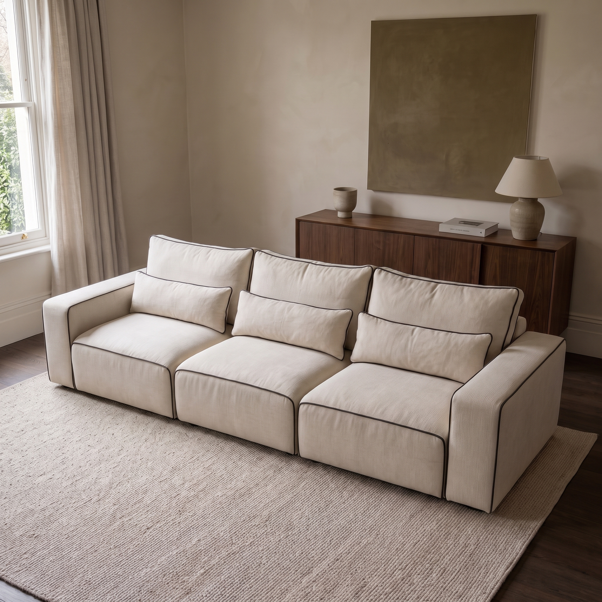 Maison XL Sofa viewed from above in a warm neutral living room