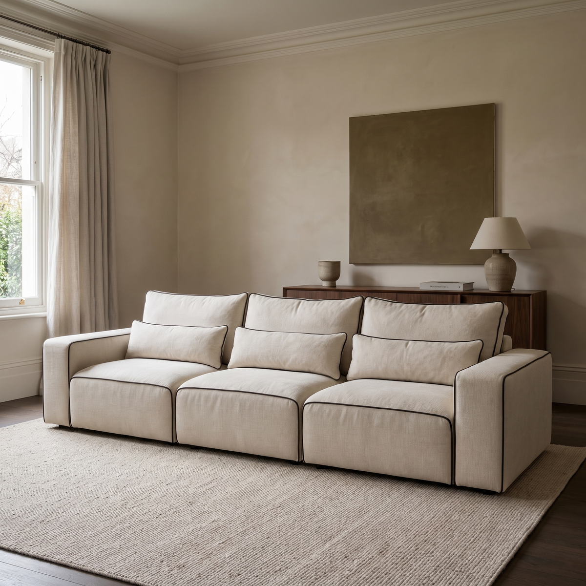 Maison XL Sofa in a warm neutral living room with natural window light