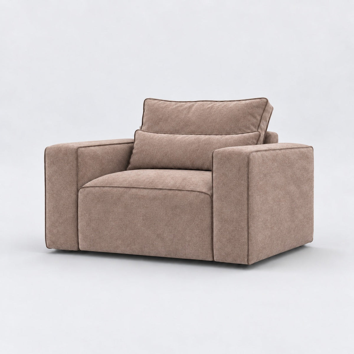 Maison Armchair — Champagne Mink, lumbar support cushions and rounded piping