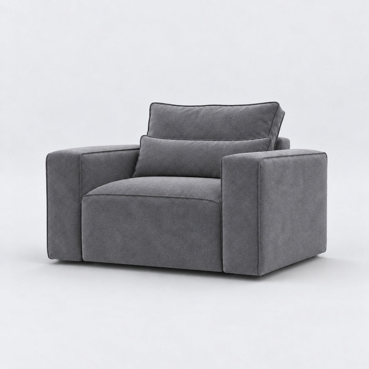 Maison Armchair — Smoked Steel, lumbar support cushions and rounded piping
