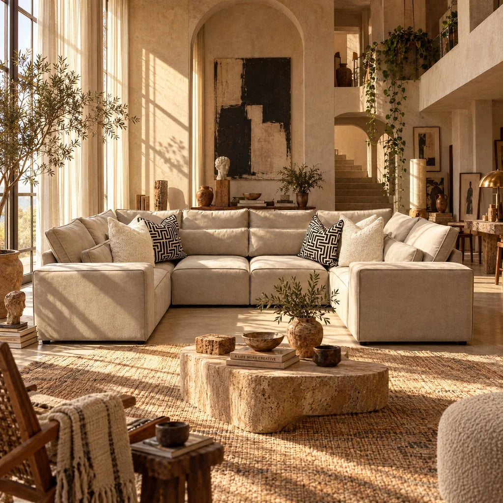 Maison Closed-End U-Shape Sofa in Vanilla Cream — Bohemian Home lifestyle