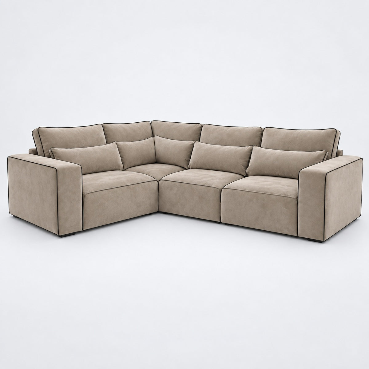 Maison 4 Piece Modular Corner Sofa in Caramel Mars with black piping