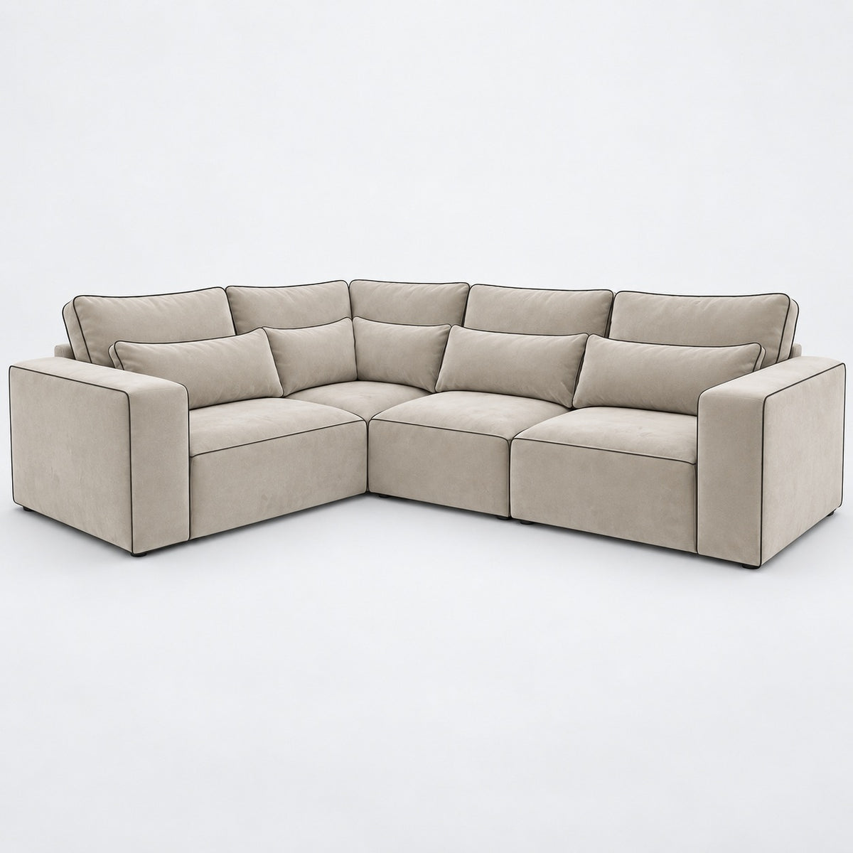 Maison 4 Piece Modular Corner Sofa in White Truffle with black piping