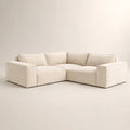 Cream L-shaped sectional sofa with plush cushions, modern luxury living room furniture