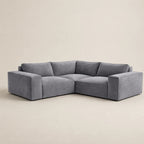 Gray velvet corner sofa with modular design for modern living room