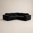Black velvet L-shaped sectional sofa for modern living room