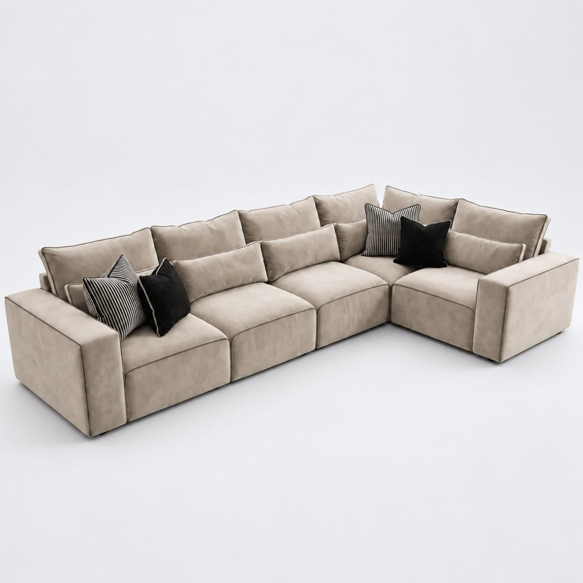 Maison 5 Piece Modular Single Corner Sofa - White Truffle