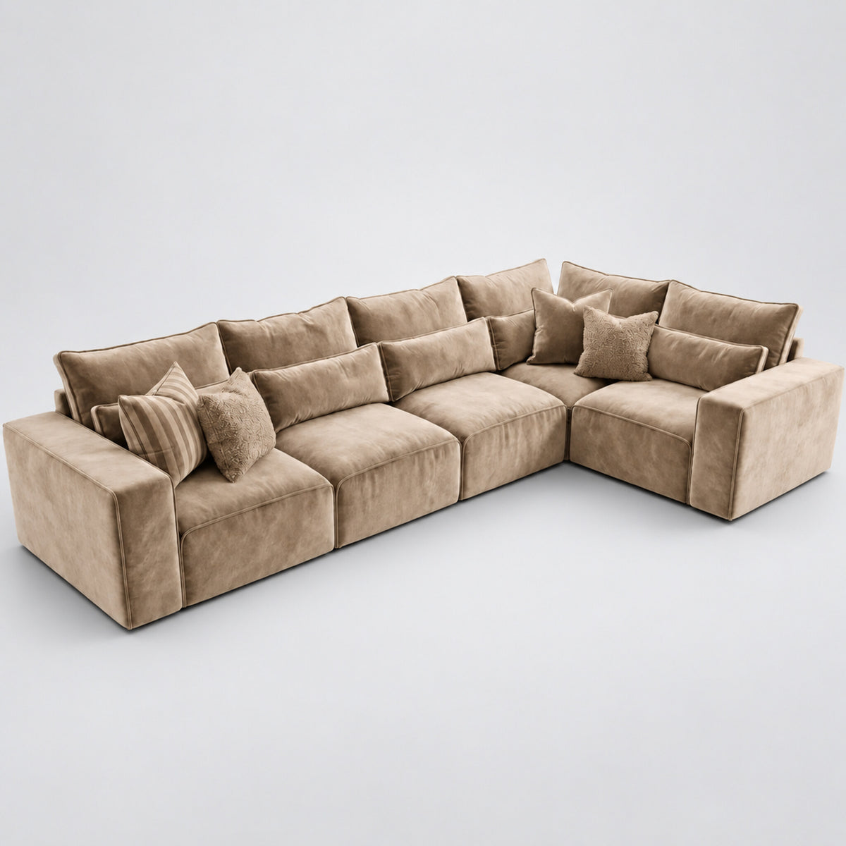 Maison 5 Piece Modular Single Corner Sofa - Champagne Mink