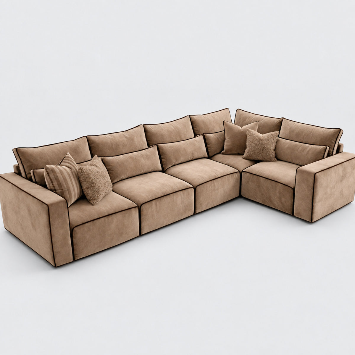 Maison 5 Piece Modular Single Corner Sofa - Caramel Mars