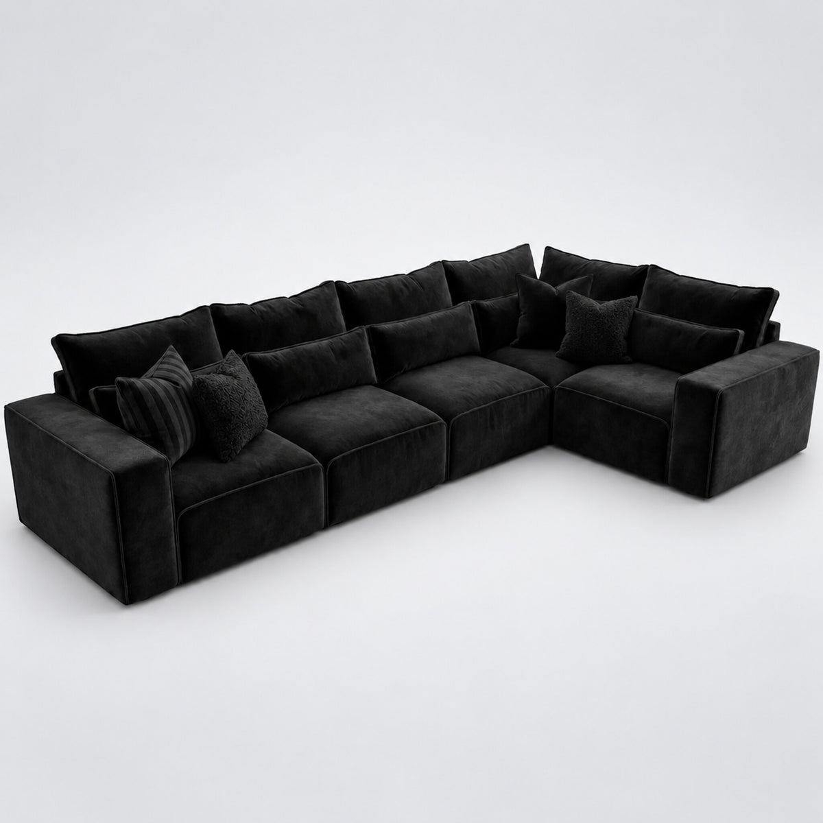 Maison 5 Piece Modular Single Corner Sofa - Midnight Noir