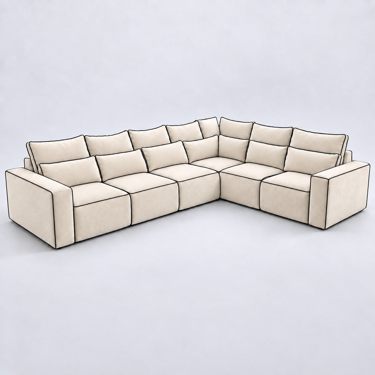 Maison 6 Piece XL corner sofa — white truffle — separate lumbar cushions
