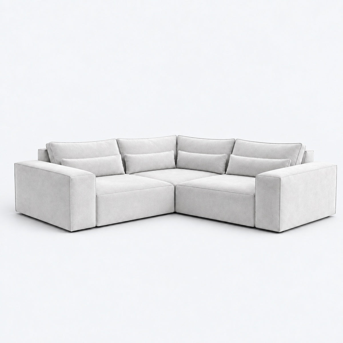 Maison Small Double Corner Sofa in Silver with lumbar cushions