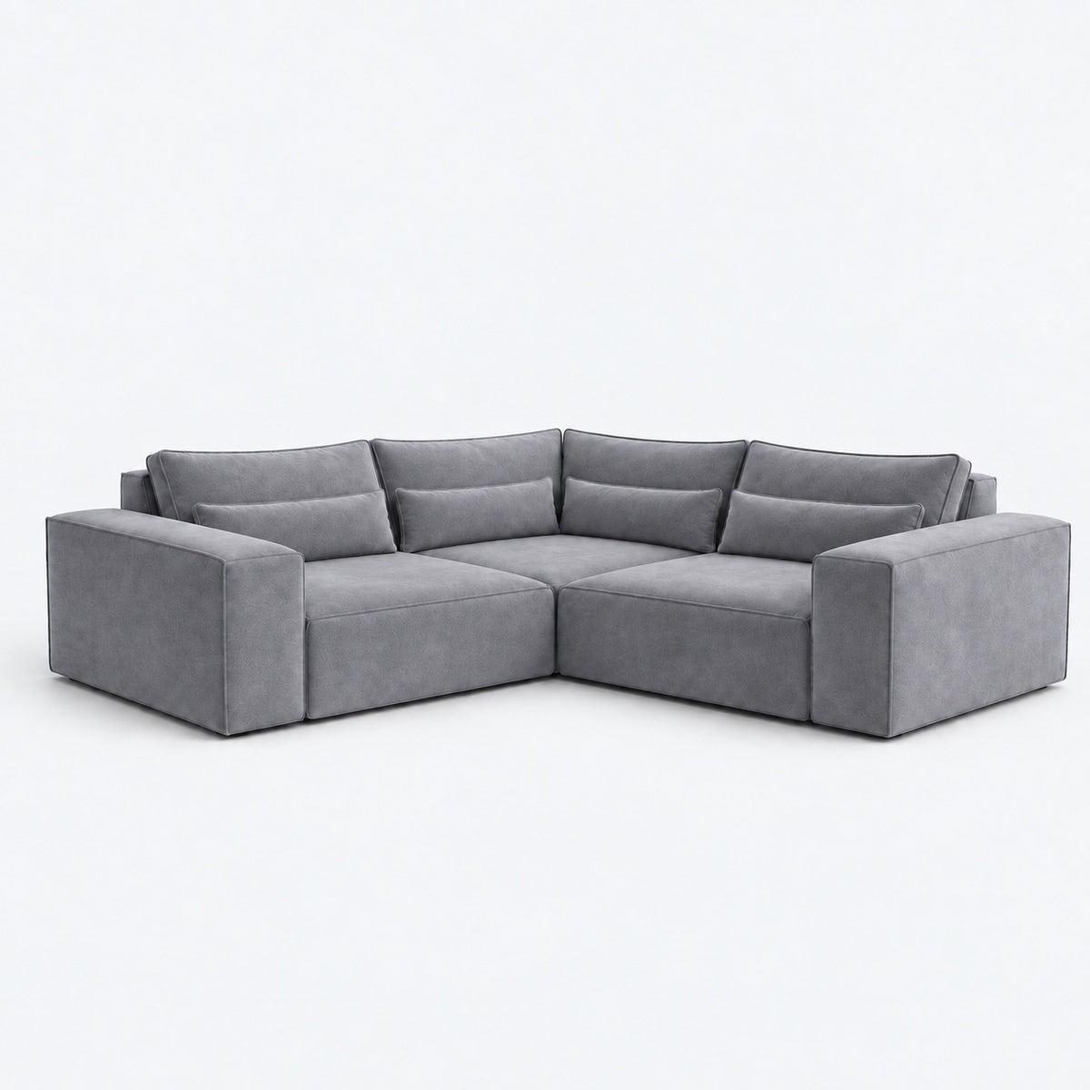 Maison Small Double Corner Sofa in Smoked Steel with lumbar cushions