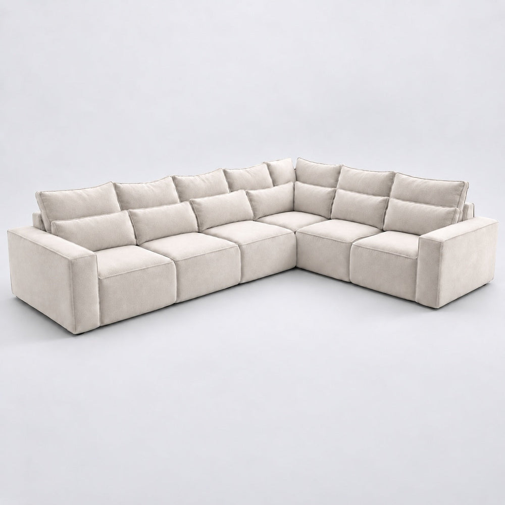 Maison 6 Piece XL corner sofa in Vanilla Cream with separate lumbar cushions