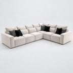 Maison 6 Piece XL Modular Corner Sofa Closed End - Vanilla Cream