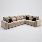 Maison 6 Piece XL Modular Corner Sofa Closed End - Champagne Mink