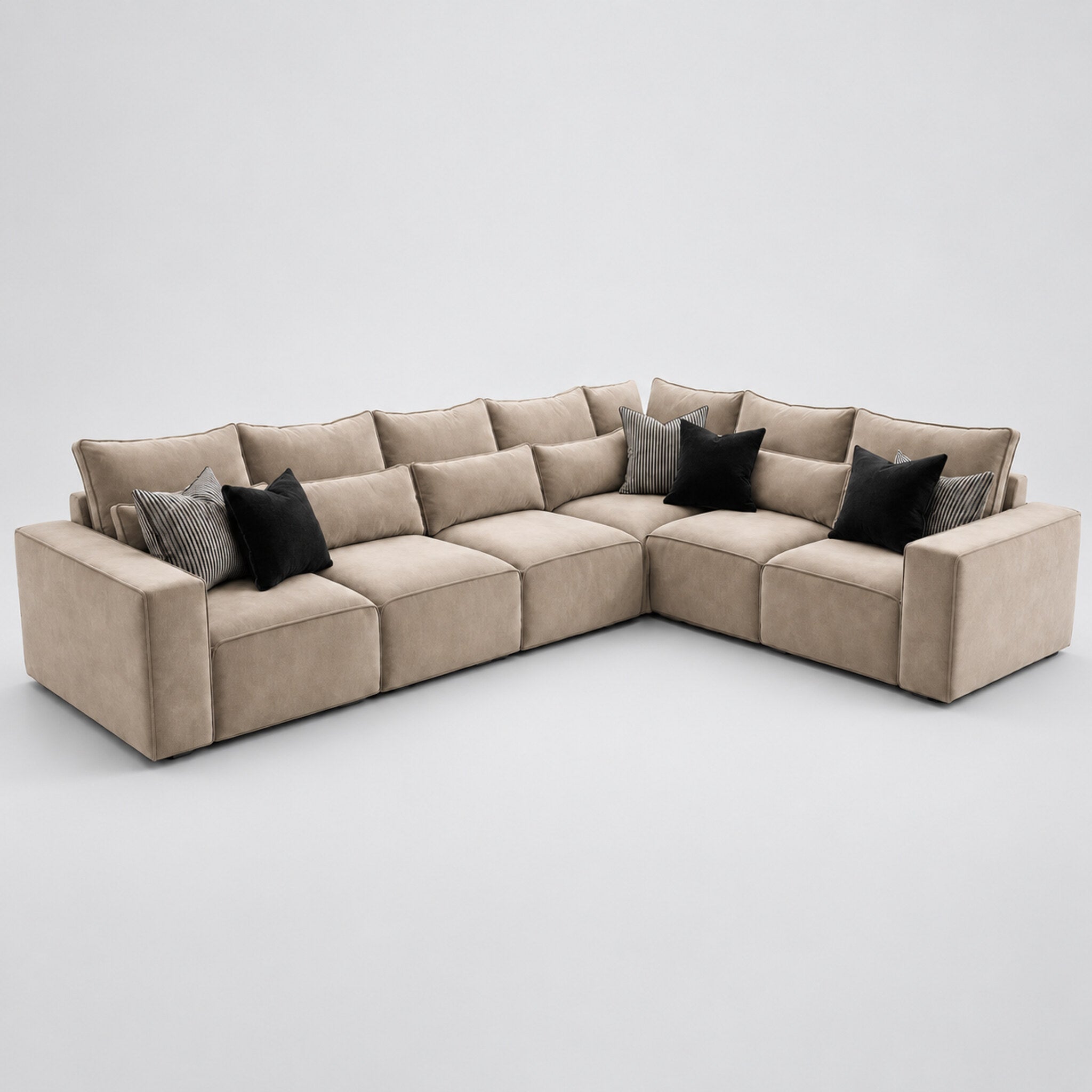 Maison 6 Piece XL Modular Corner Sofa Closed End - Champagne Mink