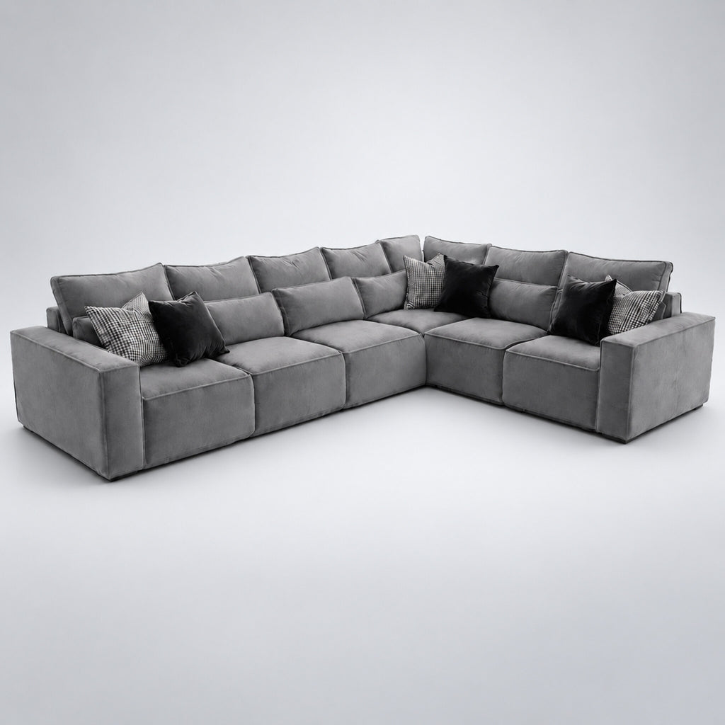 Maison 6 Piece XL Modular Corner Sofa Closed End - Smoked Steel