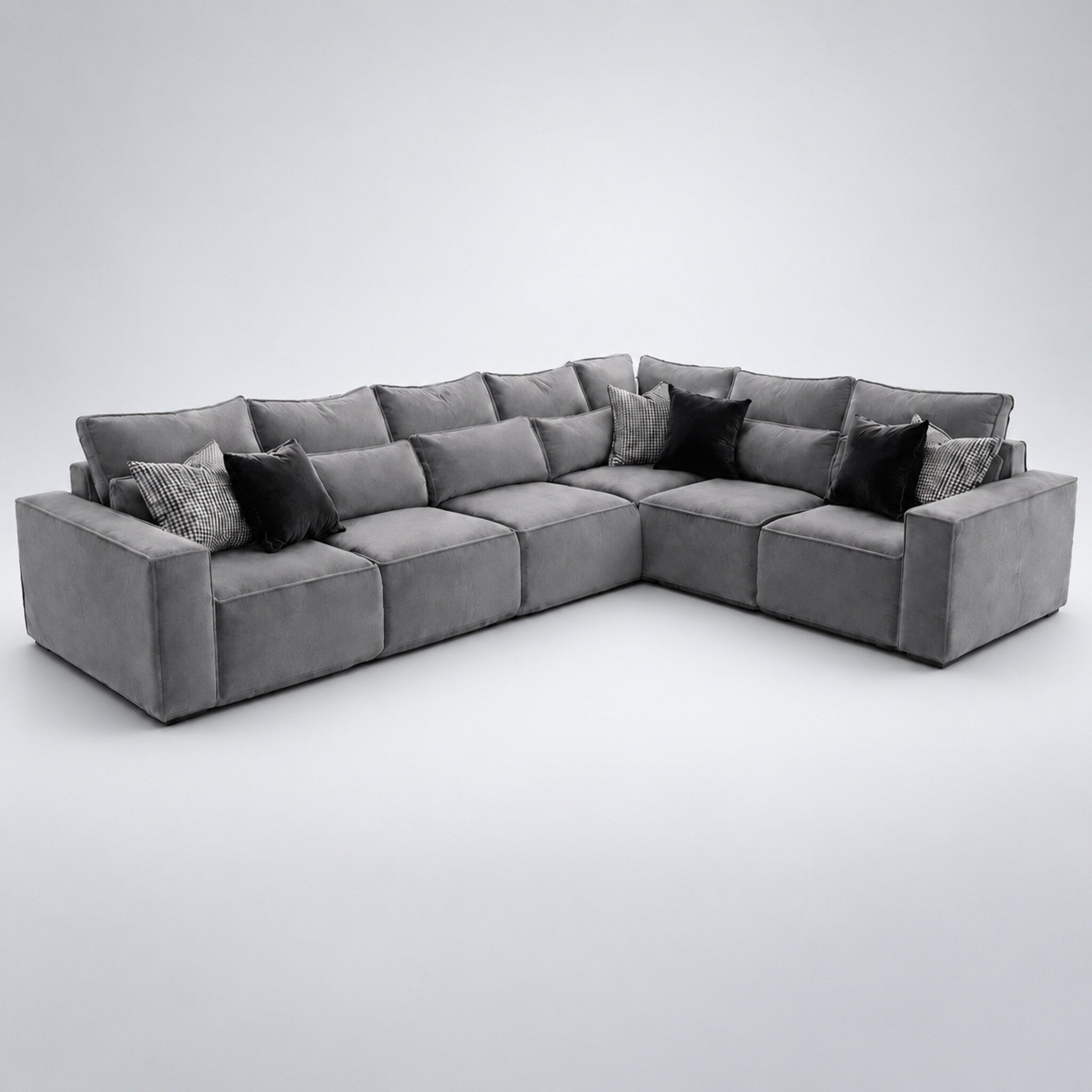 Maison 6 Piece XL Modular Corner Sofa Closed End - Smoked Steel