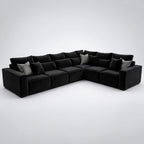 Maison 6 Piece XL Modular Corner Sofa Closed End - Midnight Noir