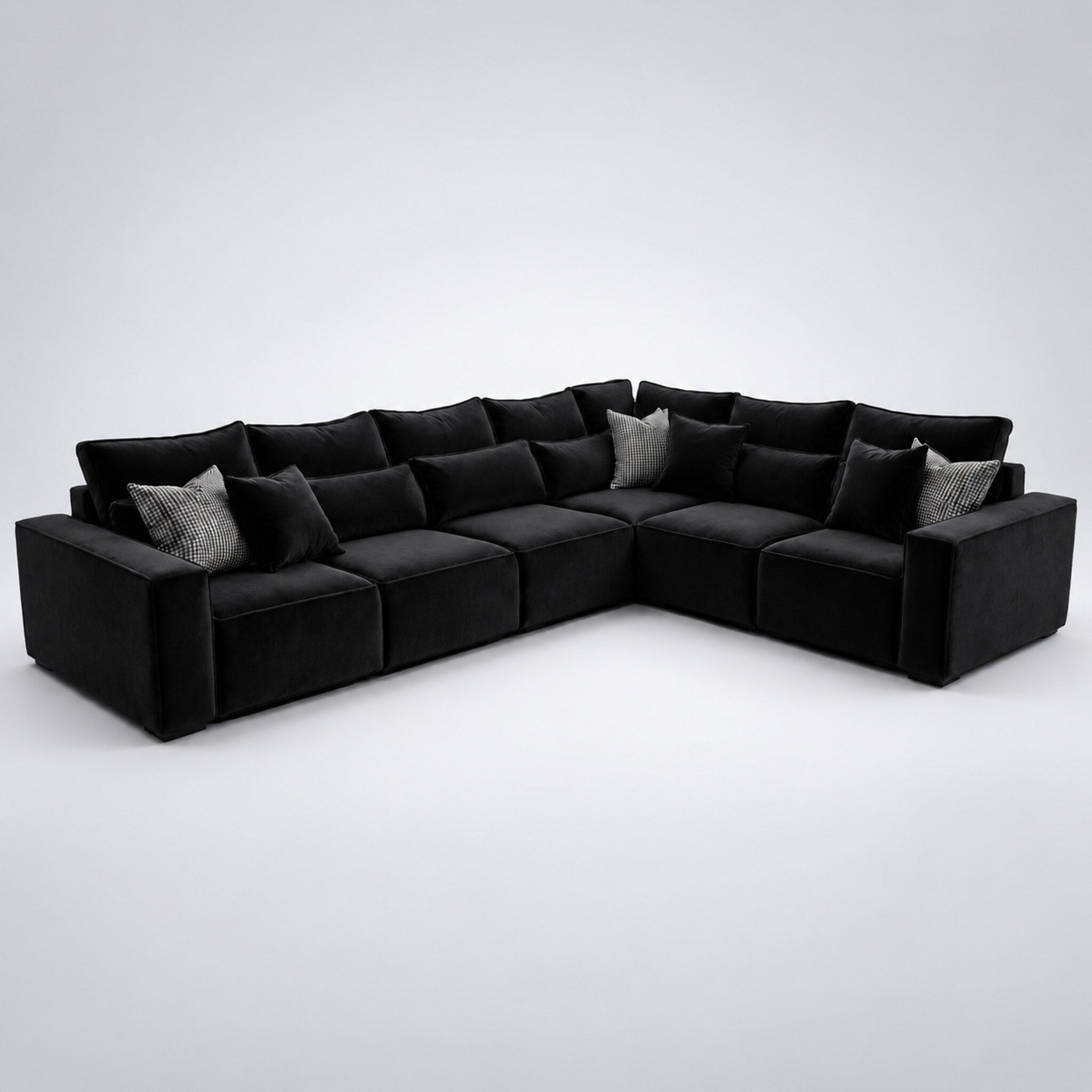 Maison 6 Piece XL Modular Corner Sofa Closed End - Midnight Noir
