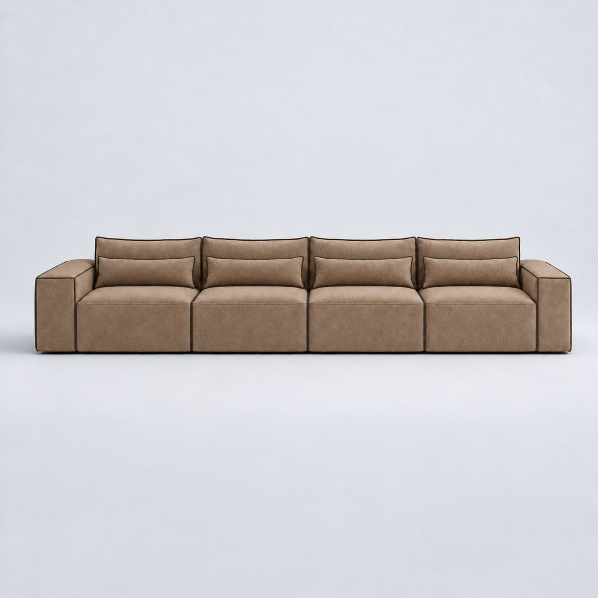 Maison XXL Sofa — Caramel Mars, lumbar support cushions and rounded piping