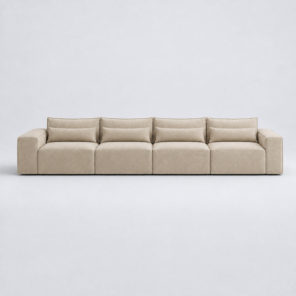 Maison XXL Sofa — Vanilla Cream, lumbar support cushions and rounded piping