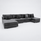 Marcelo Cinema Sofa in Smoked Steel on a cold light grey studio background