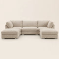 Luxury beige sectional sofa with chaise lounges, modern design for living room comfort