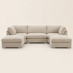 Luxury beige sectional sofa with chaise lounges, modern design for living room comfort
