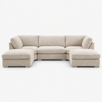 Maxim Boucle U Shape Sofa — Bouclé Meringue — cold light grey clean studio