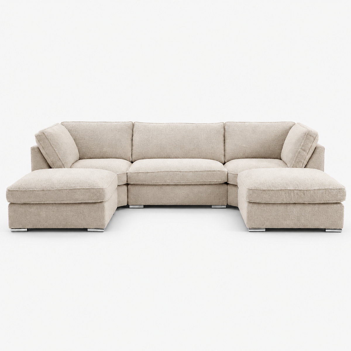 Maxim Boucle U Shape Sofa — Bouclé Meringue — cold light grey clean studio