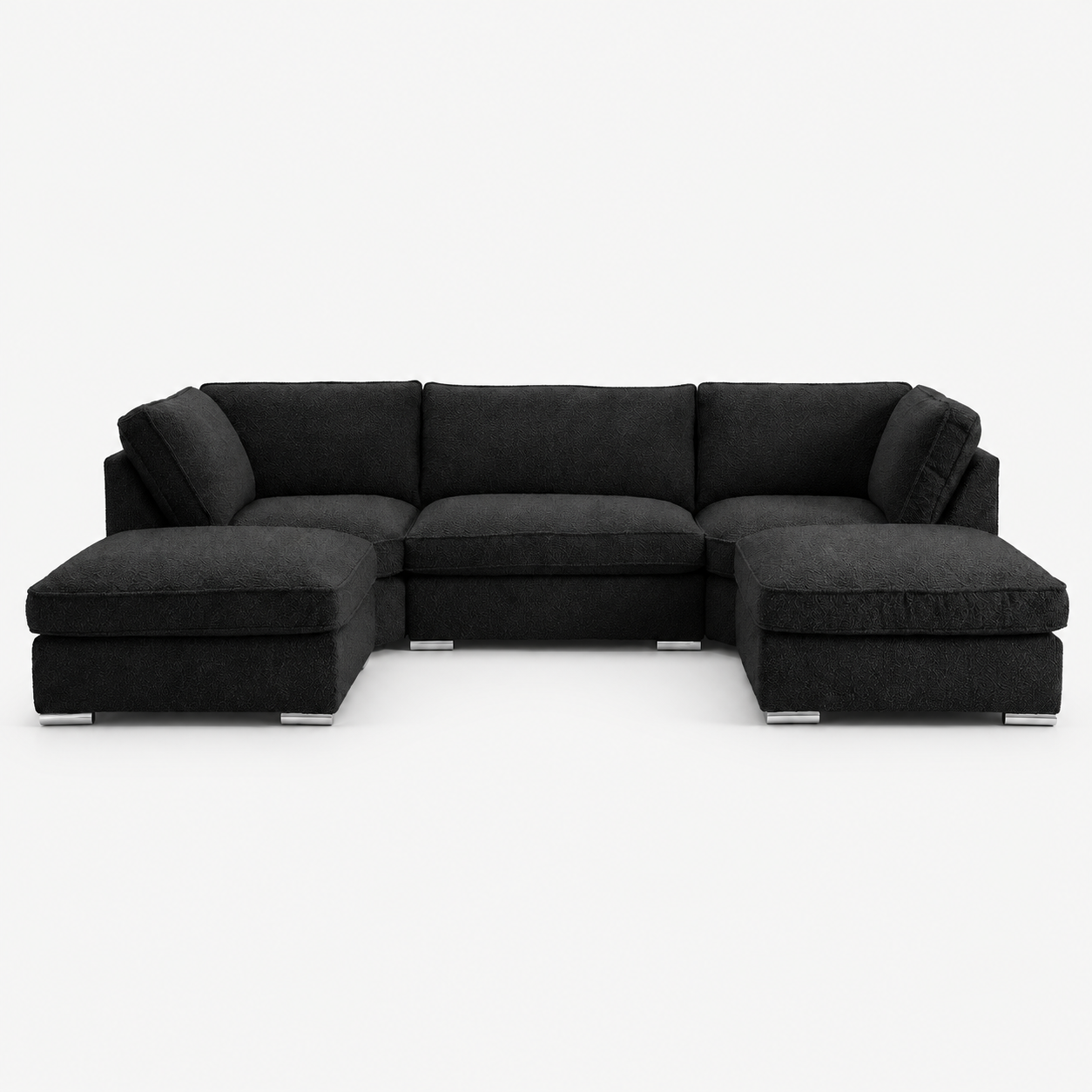 Maxim Boucle U Shape Sofa — Bouclé Midnight — cold light grey clean studio
