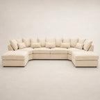 Luxury beige sectional sofa with chaise lounges and plush cushions, ideal for modern living rooms