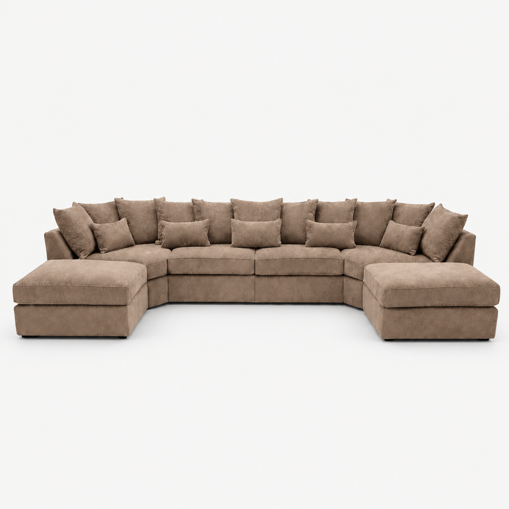 Melton XL U-Shape Sofa — Champagne Mink — cold light grey clean studio