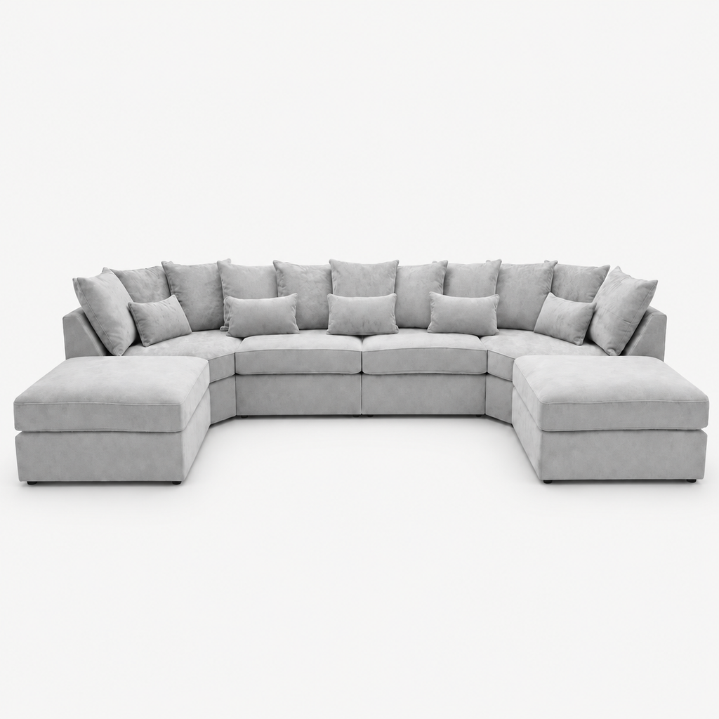 Melton XL U-Shape Sofa — Silver — cold light grey clean studio
