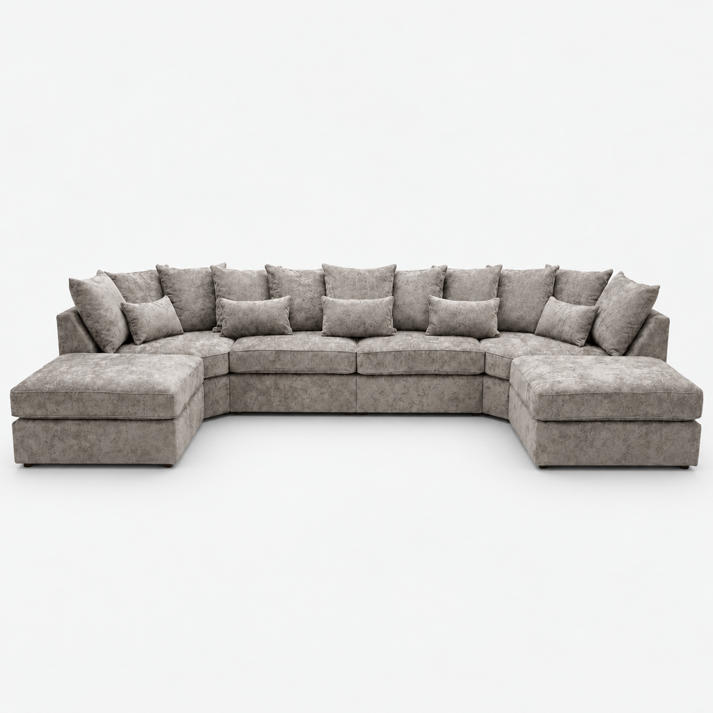 Melton XL U-Shape Sofa — Truffle — cold light grey clean studio