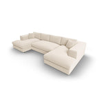 Modern cream luxury U-shape sectional sofa with chaise and plush cushions