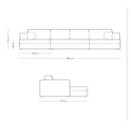 Line drawing of a luxury U-shape sofa with dimensions 344 cm wide by 170 cm deep.