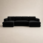 Luxury black sectional sofa with chaise lounges, modern design for contemporary living rooms